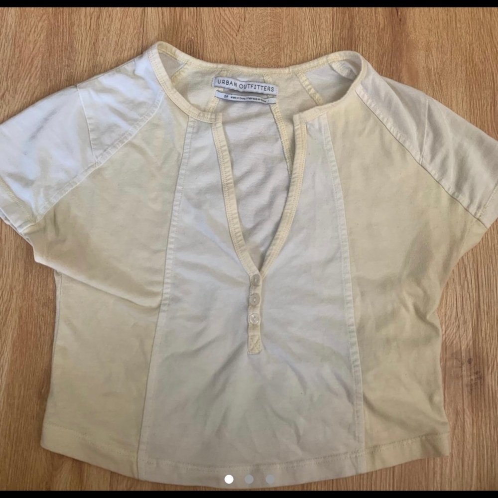 Creamy yellow and white crop top urban outfitters